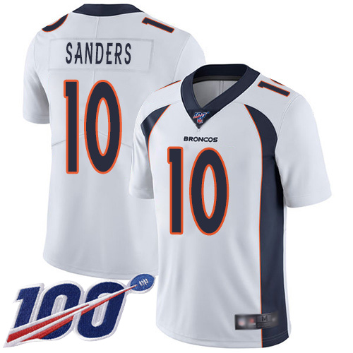 Men Denver Broncos #10 Emmanuel Sanders White Vapor Untouchable Limited Player 100th Season Football NFL Jersey